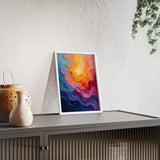 Abstract Color Wave Poster with Wooden Frame — Vibrant Modern Wall Art