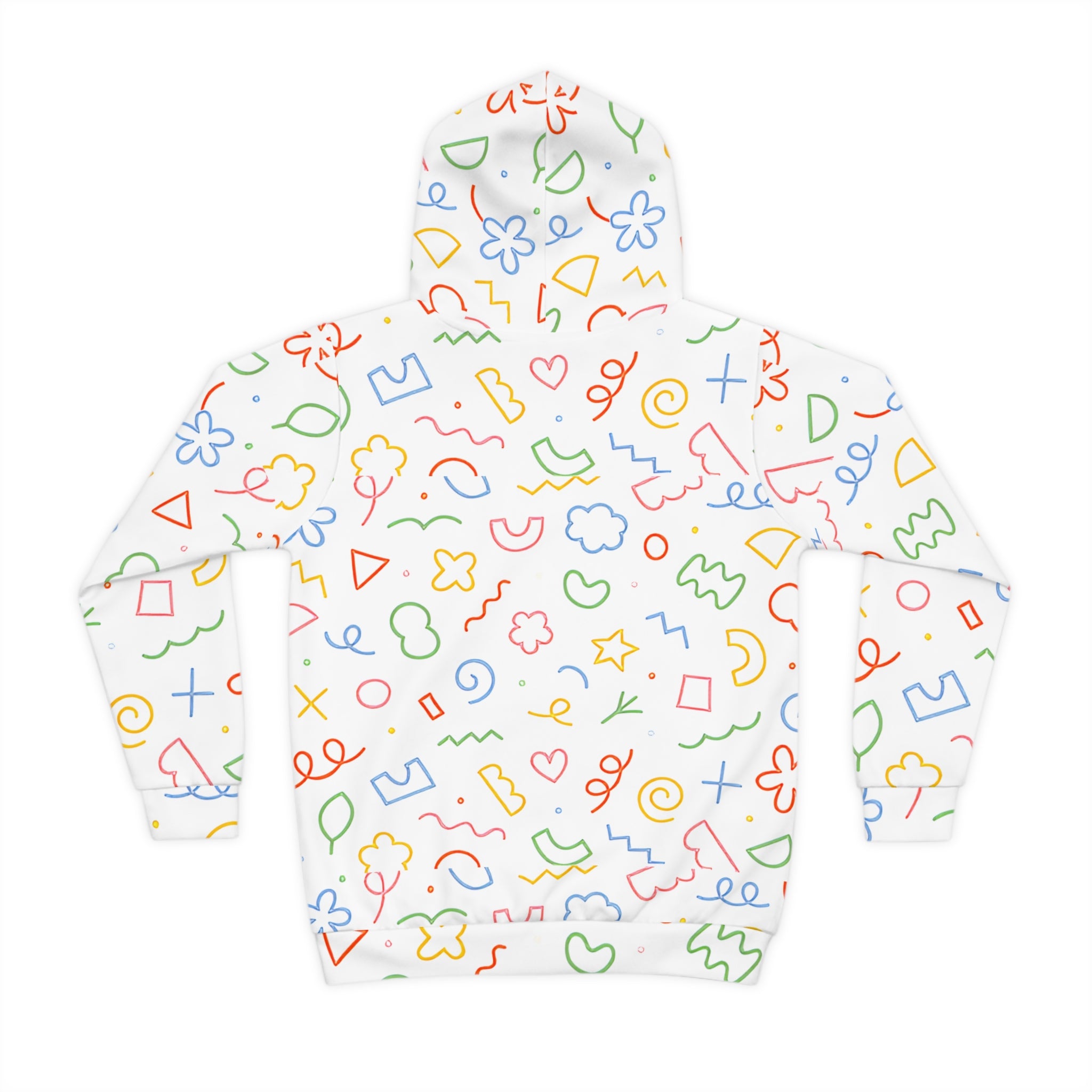 Colorful patterned hoodie on a white background