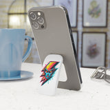 Bold Neon Lightning Face Phone Grip — Click-On Stand & Secure Holder