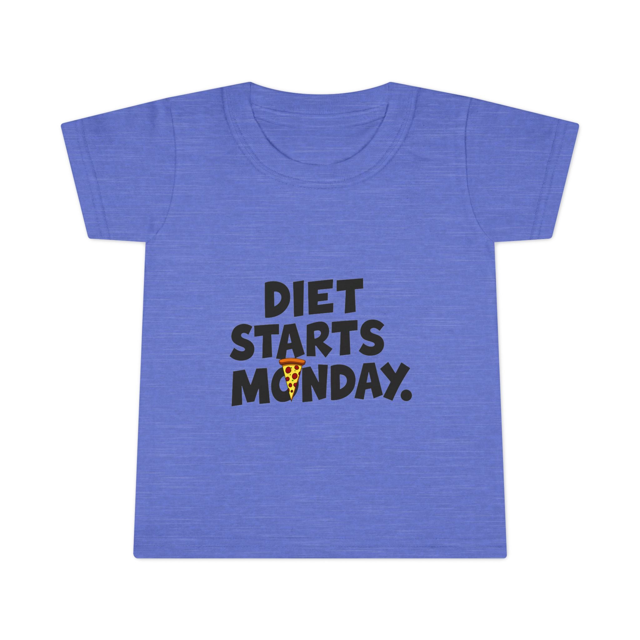 Toddler T-Shirt — "Diet Starts Monday" Funny Pizza Graphic Tee