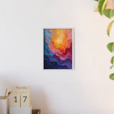 Abstract Color Wave Poster with Wooden Frame — Vibrant Modern Wall Art