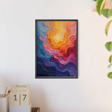 Abstract Color Wave Poster with Wooden Frame — Vibrant Modern Wall Art