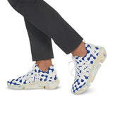 Men's Mesh Sneakers — Modern Blue Wave Pattern Athletic Shoes