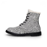 Black and white patterned boot on a white background