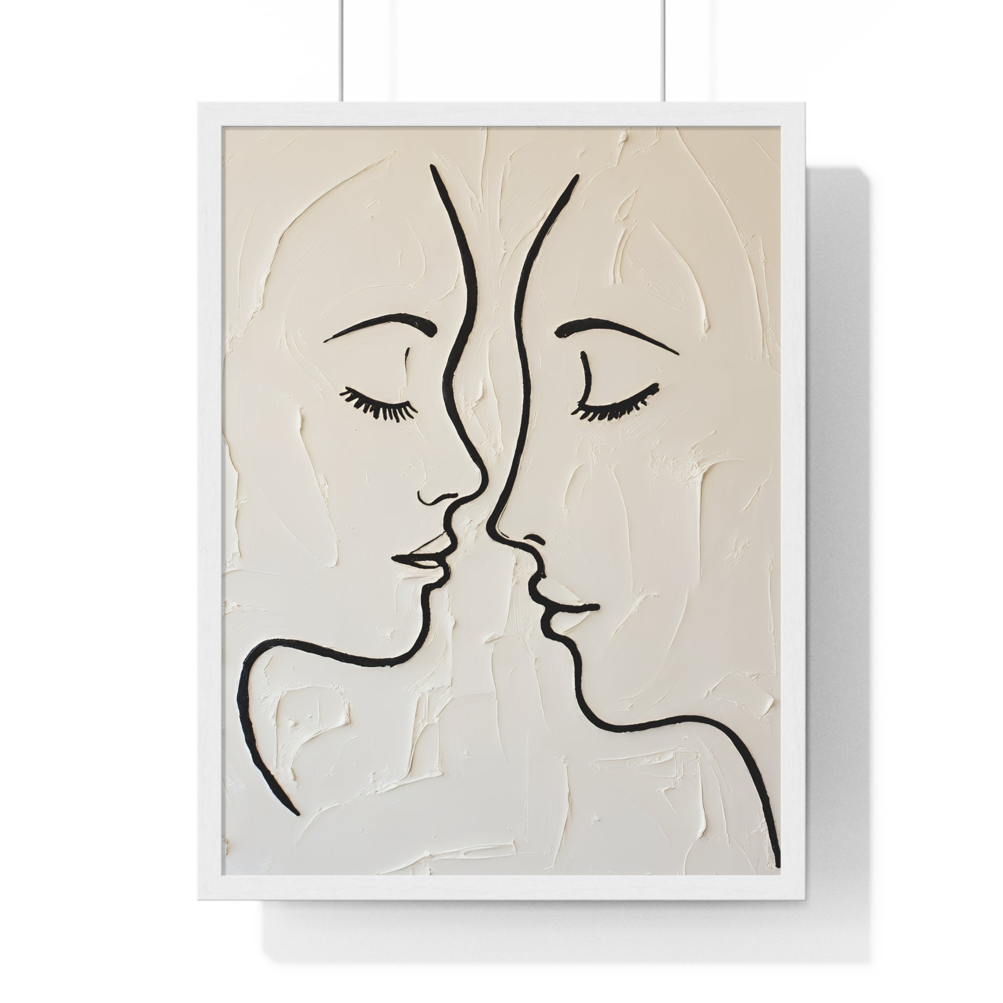 Minimal Line Art Faces Framed Poster — Modern Abstract Couple Wall Art