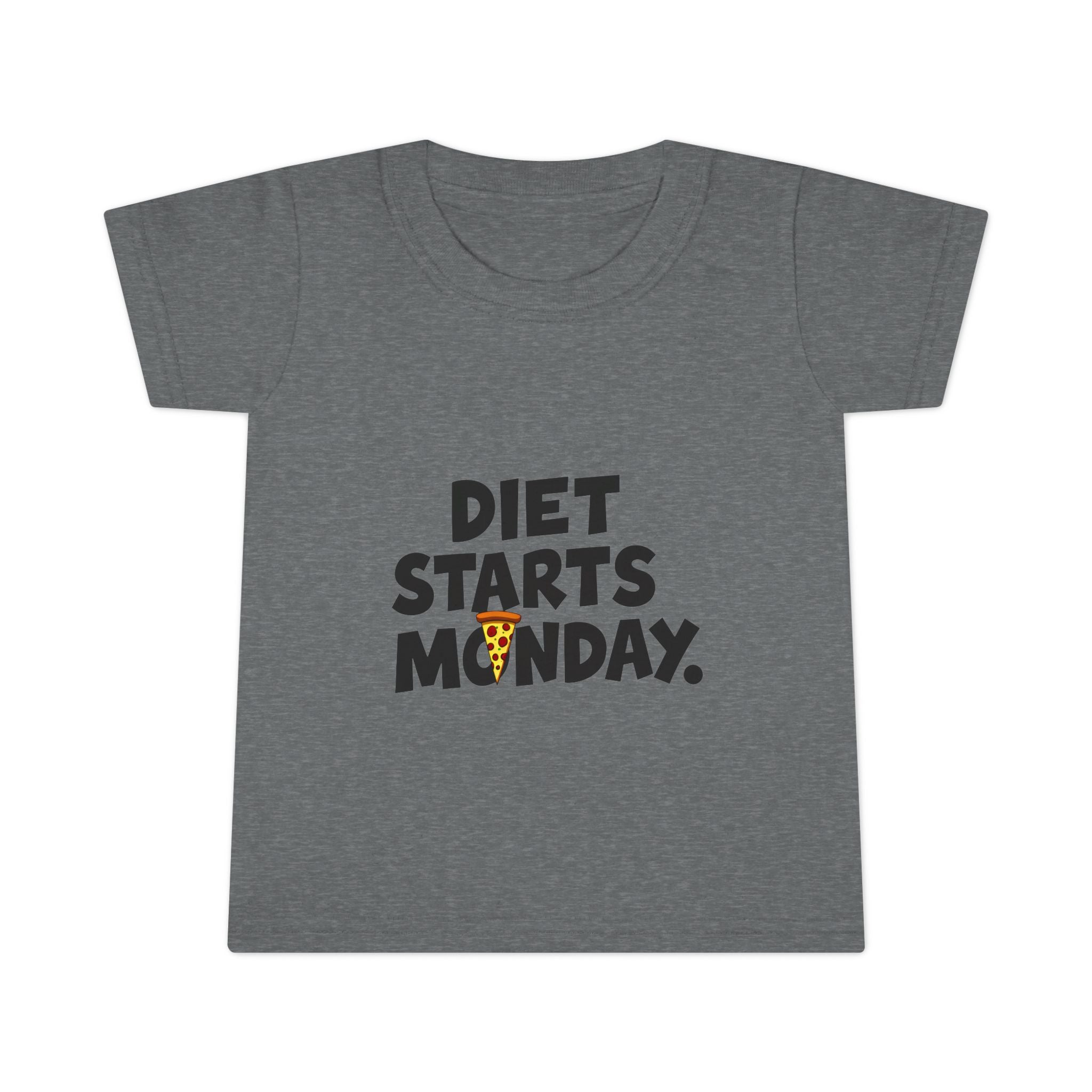 Toddler T-Shirt — "Diet Starts Monday" Funny Pizza Graphic Tee