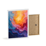 Abstract Color Wave Poster with Wooden Frame — Vibrant Modern Wall Art
