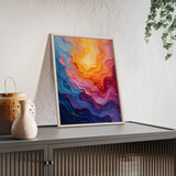 Abstract Color Wave Poster with Wooden Frame — Vibrant Modern Wall Art