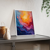 Abstract Color Wave Poster with Wooden Frame — Vibrant Modern Wall Art