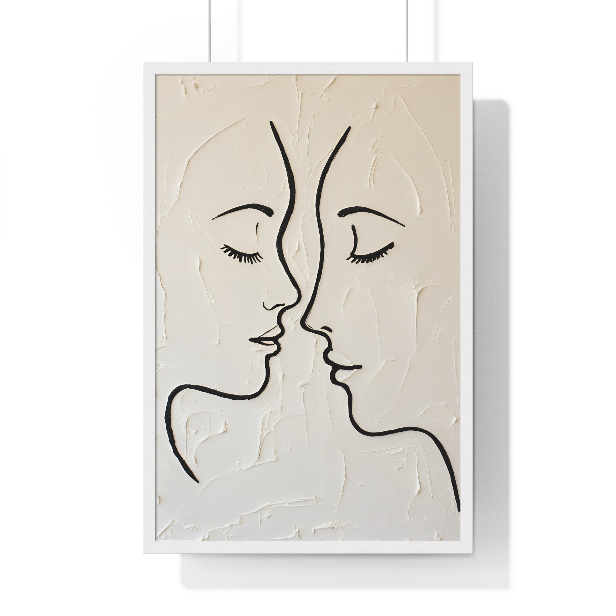 Minimal Line Art Faces Framed Poster — Modern Abstract Couple Wall Art