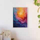 Abstract Color Wave Poster with Wooden Frame — Vibrant Modern Wall Art