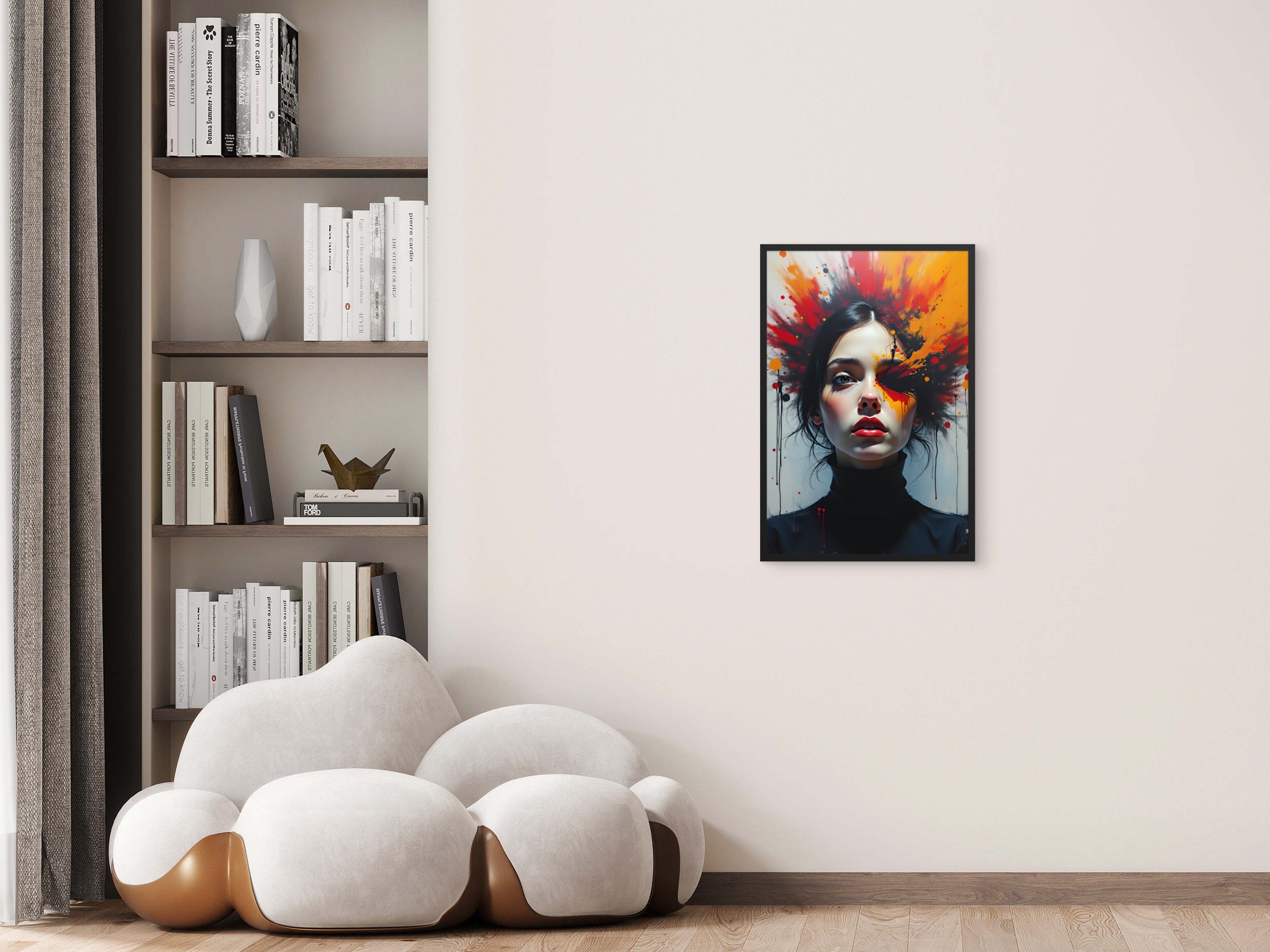 Abstract Expressionist Woman Portrait – Framed Modern Art Wall Poster