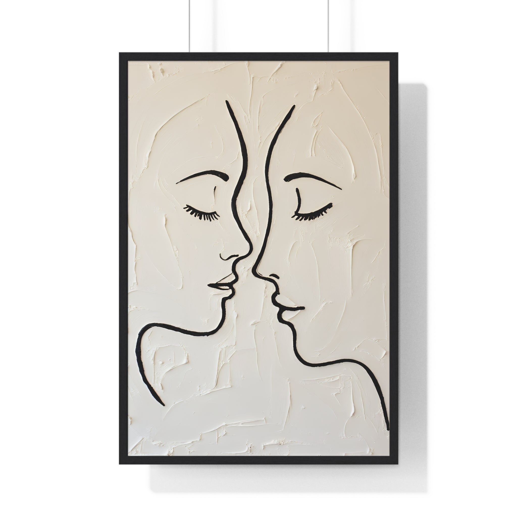 Minimal Line Art Faces Framed Poster — Modern Abstract Couple Wall Art