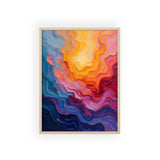 Abstract Color Wave Poster with Wooden Frame — Vibrant Modern Wall Art