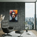 Abstract Expressionist Woman Portrait – Framed Modern Art Wall Poster