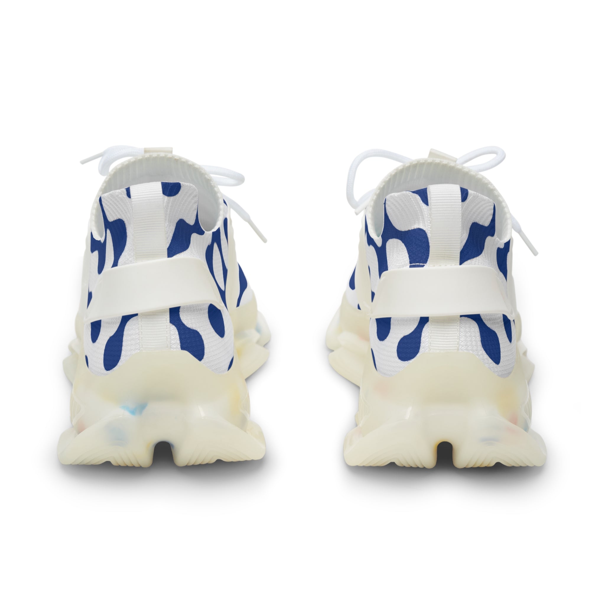 Men's Mesh Sneakers — Modern Blue Wave Pattern Athletic Shoes