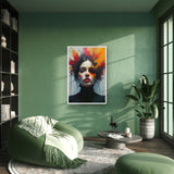 Abstract Expressionist Woman Portrait – Framed Modern Art Wall Poster