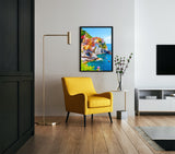 Italian Coastal Village – Colorful Mediterranean Cliffside Art | Travel-Inspired Seaside Wall Canvas