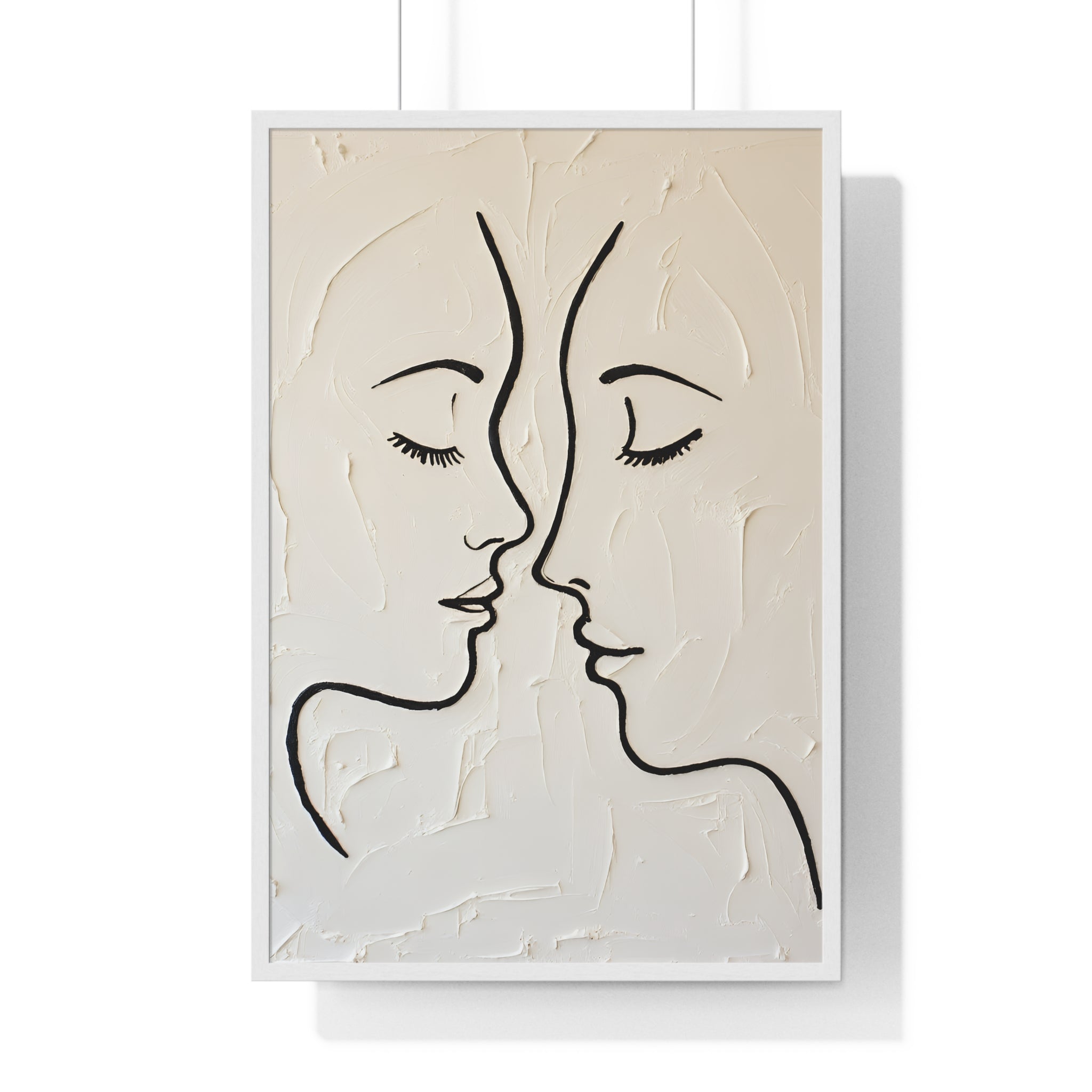 Minimal Line Art Faces Framed Poster — Modern Abstract Couple Wall Art