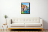 Italian Coastal Village – Colorful Mediterranean Cliffside Art | Travel-Inspired Seaside Wall Canvas