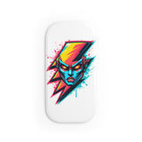 Bold Neon Lightning Face Phone Grip — Click-On Stand & Secure Holder