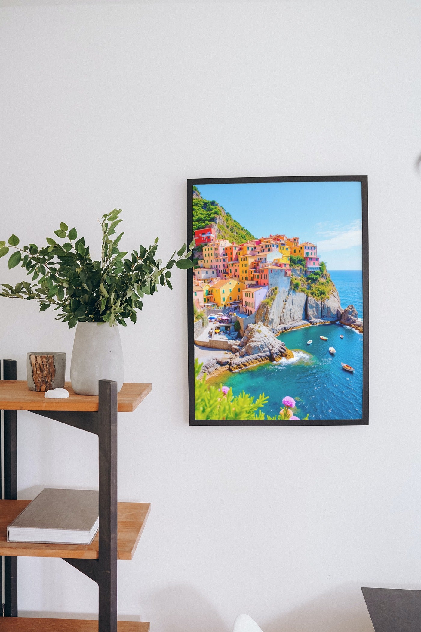 Italian Coastal Village – Colorful Mediterranean Cliffside Art | Travel-Inspired Seaside Wall Canvas