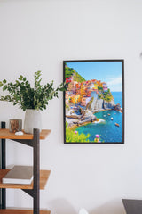 Italian Coastal Village – Colorful Mediterranean Cliffside Art | Travel-Inspired Seaside Wall Canvas