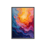 Abstract Color Wave Poster with Wooden Frame — Vibrant Modern Wall Art