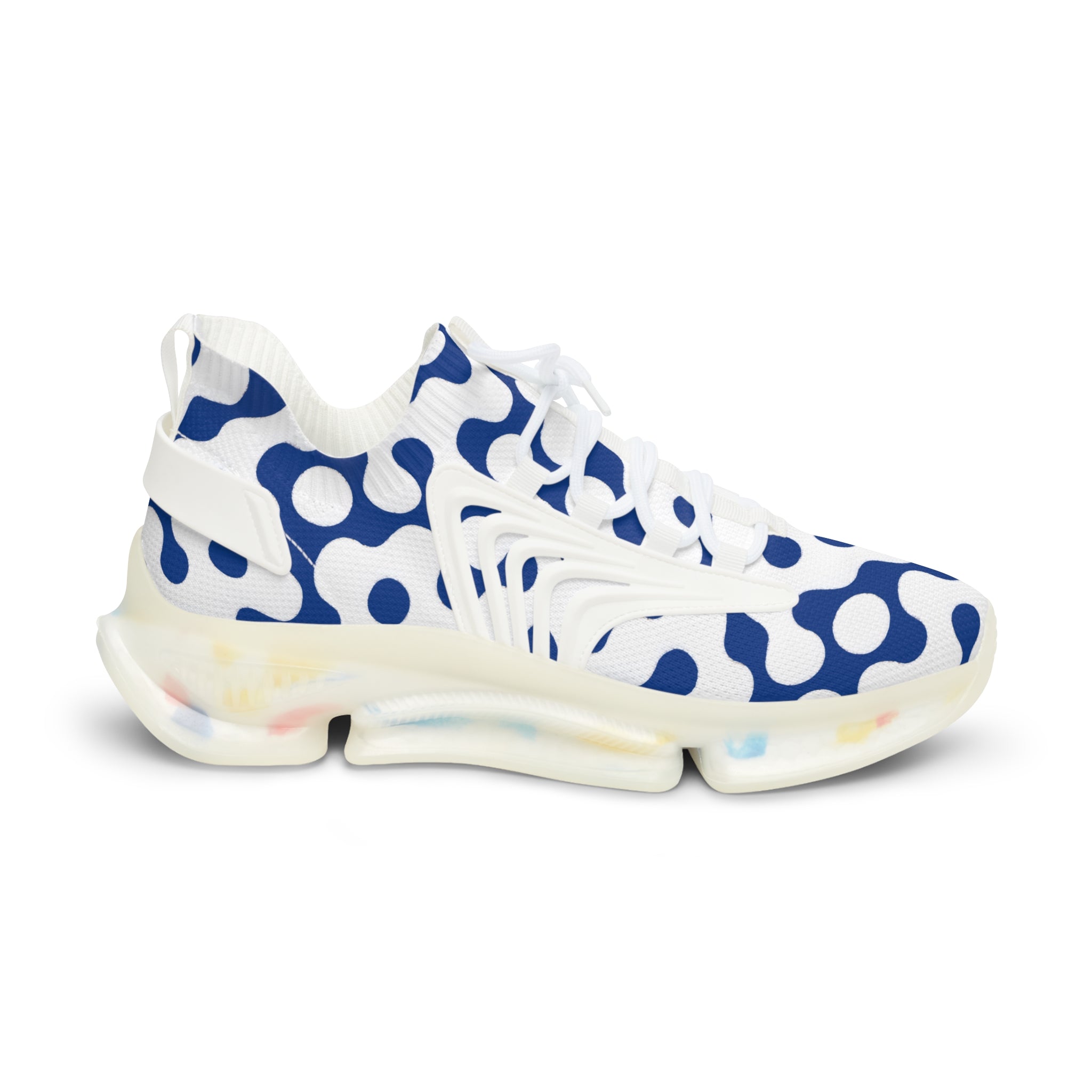 Men's Mesh Sneakers — Modern Blue Wave Pattern Athletic Shoes