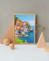 Italian Coastal Village – Colorful Mediterranean Cliffside Art | Travel-Inspired Seaside Wall Canvas