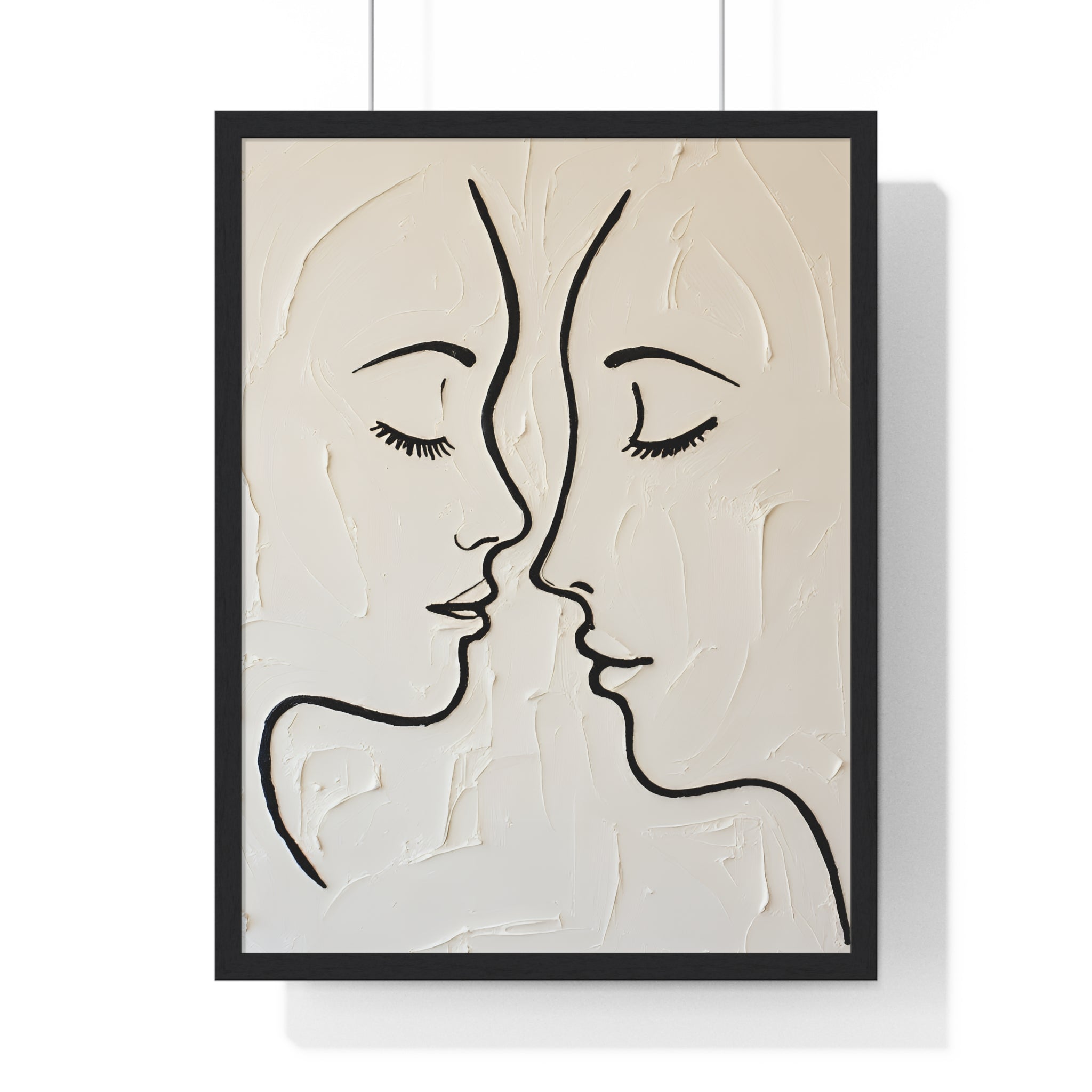 Minimal Line Art Faces Framed Poster — Modern Abstract Couple Wall Art