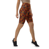 Women's Psychedelic Paisley Print High-Waist Biker Shorts – Butt-Lifting Cycling & Yoga Shorts