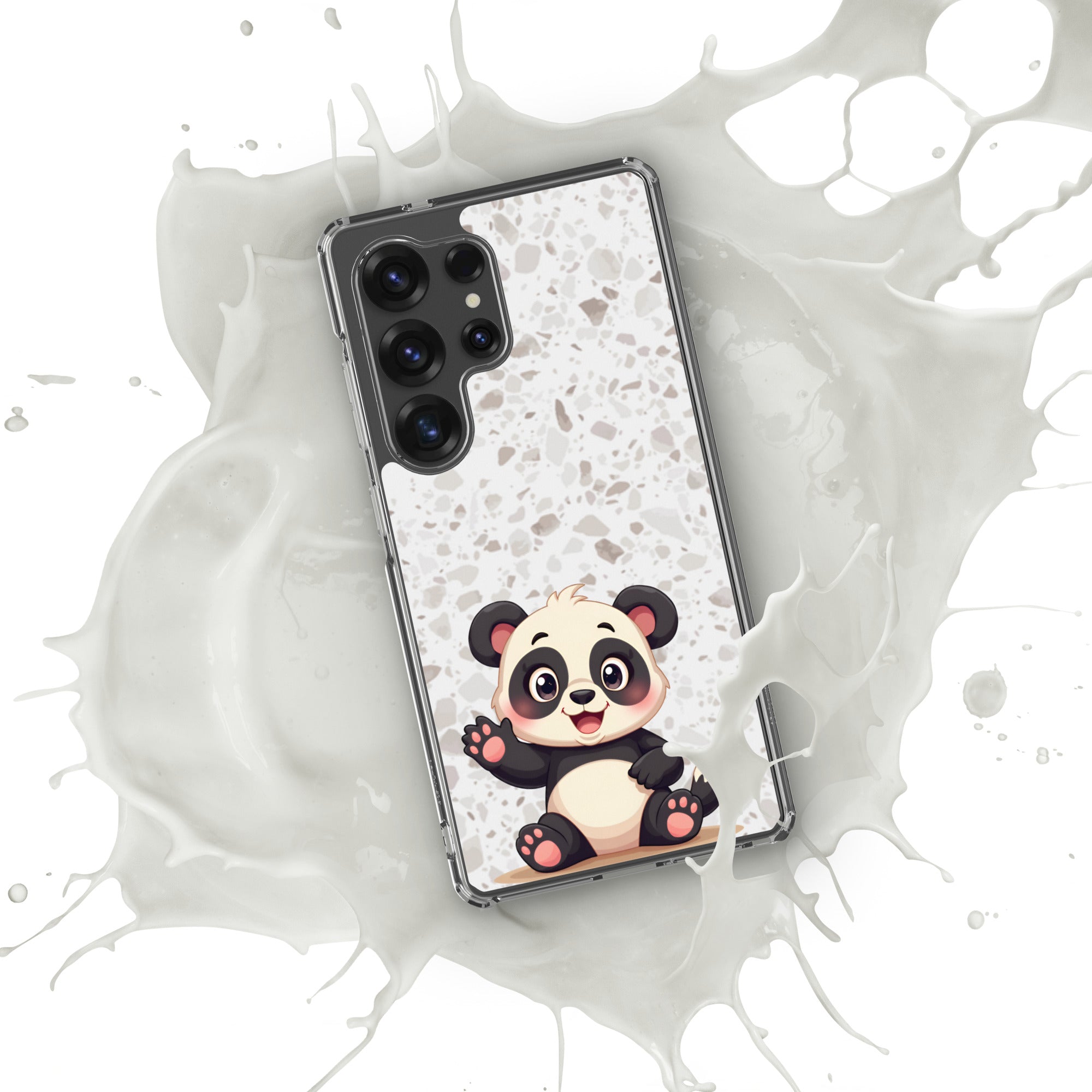 Phone case with a panda design on a white background