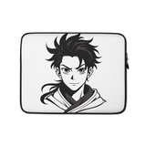 Anime Warrior Art Laptop Sleeve – Minimal Black & White Manga Design