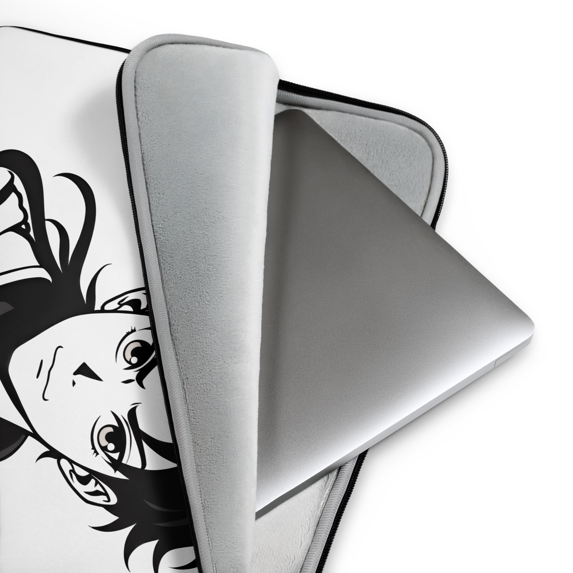 Anime Warrior Art Laptop Sleeve – Minimal Black & White Manga Design