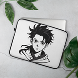 Anime Warrior Art Laptop Sleeve – Minimal Black & White Manga Design