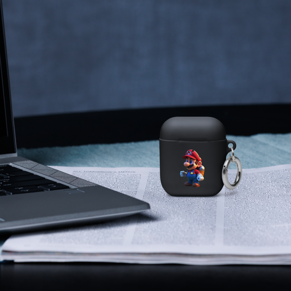 Retro Gamer Hero Rubber AirPods® Case – Shockproof TPU Cover with Carabiner