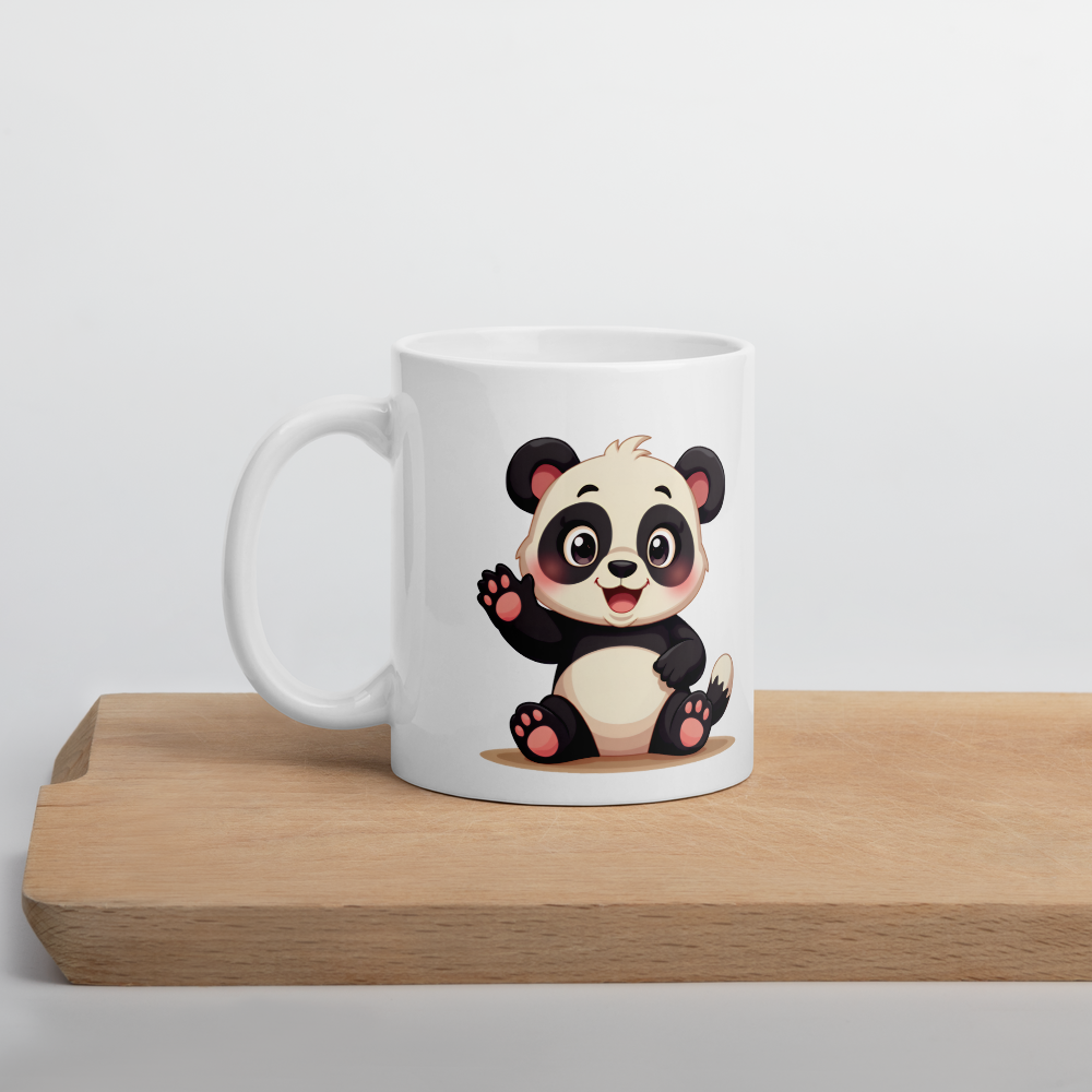 Cute Panda “Good Vibes Only” White Glossy Coffee Mug – Positive Mood Ceramic Mug