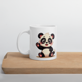 Cute Panda “Good Vibes Only” White Glossy Coffee Mug – Positive Mood Ceramic Mug