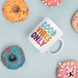 Cute Panda “Good Vibes Only” White Glossy Coffee Mug – Positive Mood Ceramic Mug