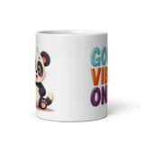 Cute Panda “Good Vibes Only” White Glossy Coffee Mug – Positive Mood Ceramic Mug