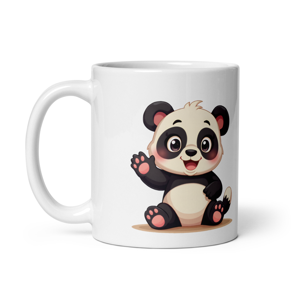 Cute Panda “Good Vibes Only” White Glossy Coffee Mug – Positive Mood Ceramic Mug