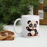 Cute Panda “Good Vibes Only” White Glossy Coffee Mug – Positive Mood Ceramic Mug