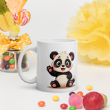 Cute Panda “Good Vibes Only” White Glossy Coffee Mug – Positive Mood Ceramic Mug