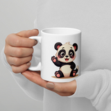 Cute Panda “Good Vibes Only” White Glossy Coffee Mug – Positive Mood Ceramic Mug
