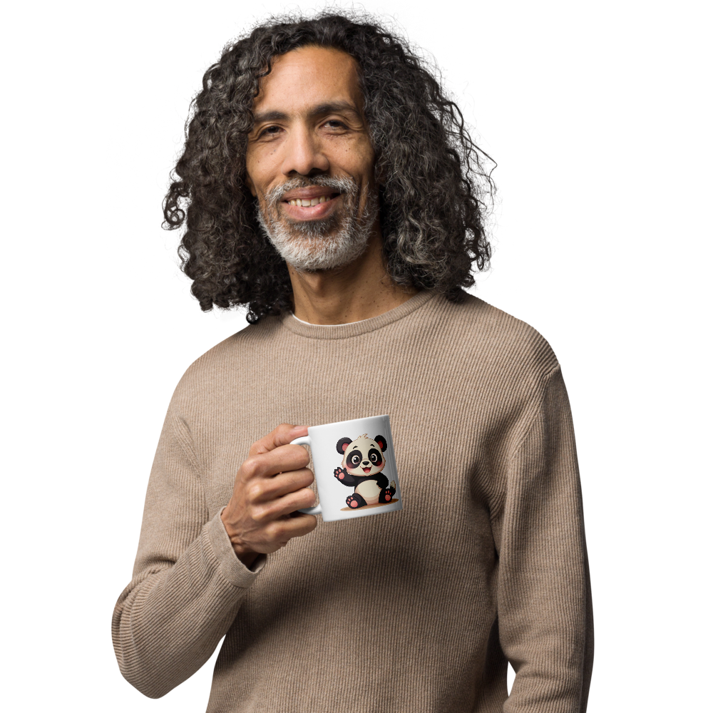Cute Panda “Good Vibes Only” White Glossy Coffee Mug – Positive Mood Ceramic Mug