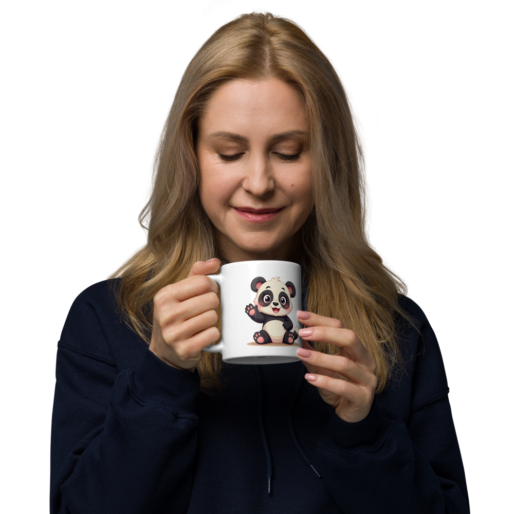 Cute Panda “Good Vibes Only” White Glossy Coffee Mug – Positive Mood Ceramic Mug