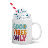 Cute Panda “Good Vibes Only” White Glossy Coffee Mug – Positive Mood Ceramic Mug