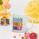 Cute Panda “Good Vibes Only” White Glossy Coffee Mug – Positive Mood Ceramic Mug