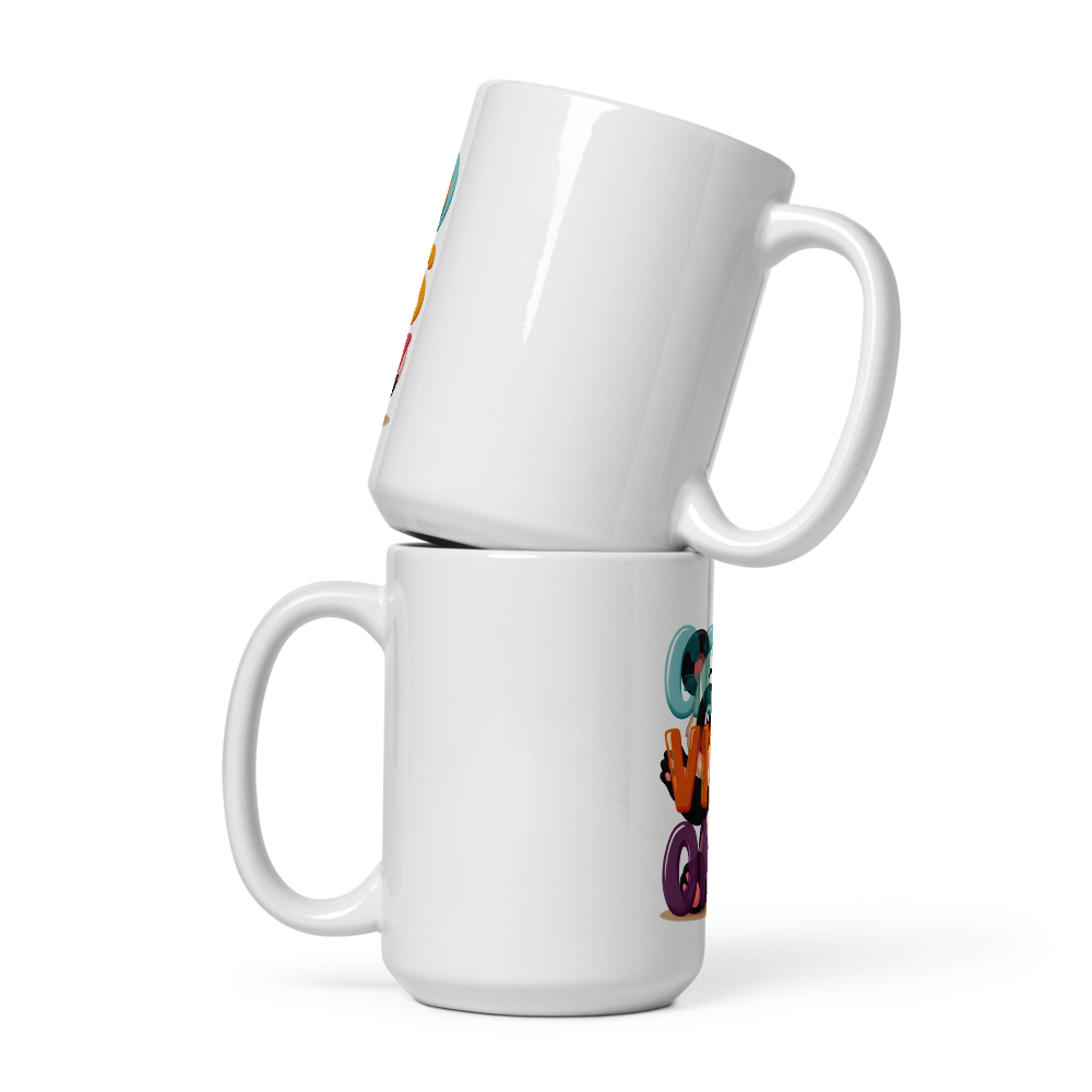 Cute Panda “Good Vibes Only” White Glossy Coffee Mug – Positive Mood Ceramic Mug